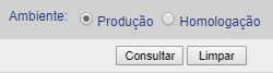 Ambiente de Produção e botão de Consulta
