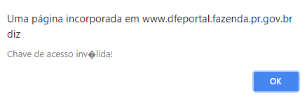 Chave de Acesso Inválida