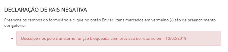 Declaração da RAIS negativa 2019