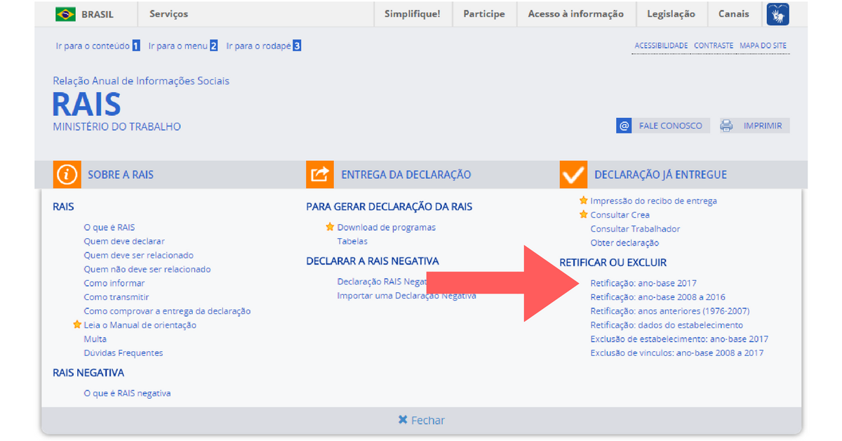 Retificação RAIS