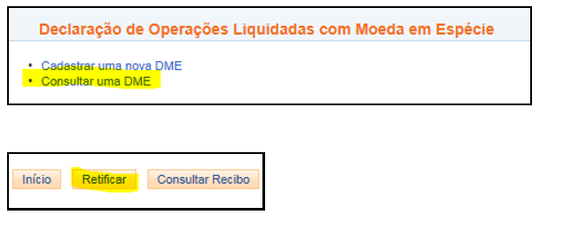 retificação dme